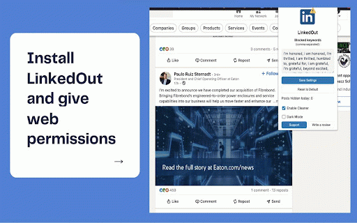 LinkedOut :: Tired of 'I'm honored to announce...'? LinkedOut filters the fluff so you don’t have to.