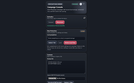 WhatsApp Bulk Sender :: WhatsApp bulk sender with contact import, templates, queue controls, and progress tracking.