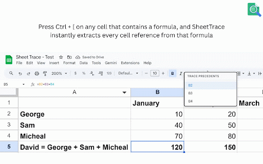 SheetTrace - Trace Precedents & Dependents :: Adds Trace Precedents and Trace Dependents to Google Sheets.