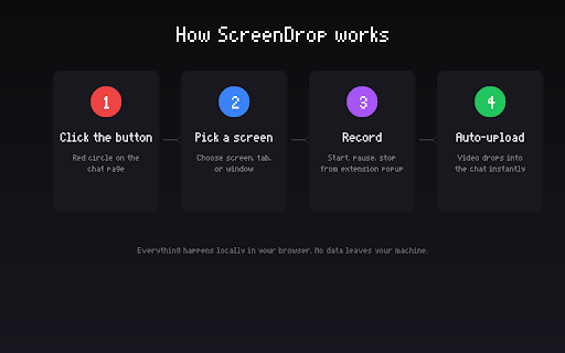 ScreenDrop - Record Screen & Drop Into Claude, ChatGPT, Grok, Gemini :: Record your screen and drop the video straight into Claude, ChatGPT, Grok, or Gemini.