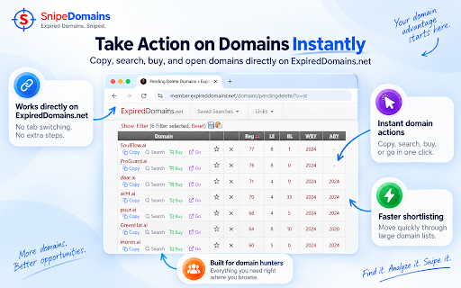 SnipeDomains - Expired Domains Analyzer :: Analyze expired domains with AI scoring, valuation estimates, and spam-history checks. Research domain opportunities faster.