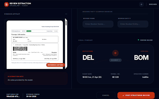 SpaceBridgeX :: Capture full booking pages and upload for structured extraction (SpaceBridgeX).
