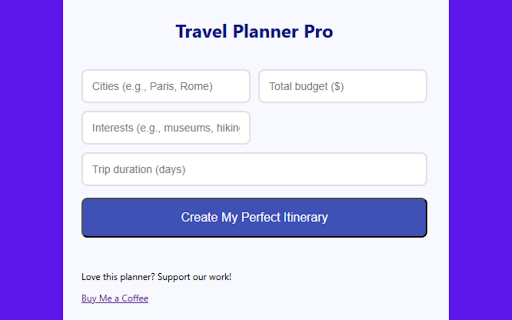 Travel Planner Pro :: Travel Planner Pro is a smart trip planning tool that helps users create personalized travel itineraries. By entering destinations,…