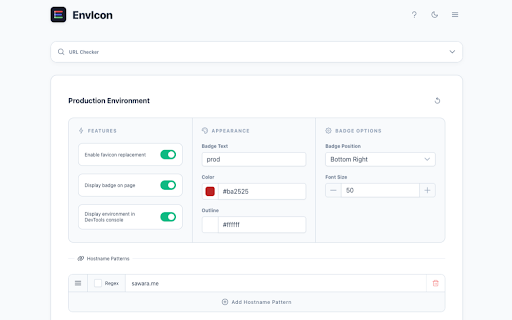 EnvIcon - Environment Identifier & Favicon Badge :: Easily distinguish Development, Staging, and Production environments with customizable favicon overlays and on-page badges.