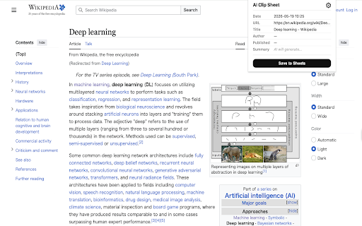 AI Clip Sheet :: Save any webpage to Google Sheets with an AI-generated summary.