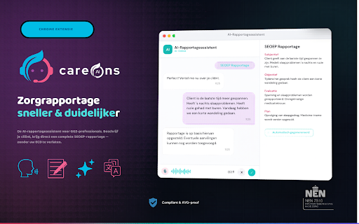 CareOns Rapportage Assistent :: AI-rapportageassistent voor zorgprofessionals