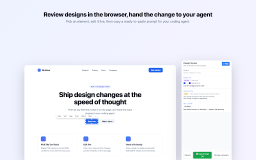 Design Review :: Capture structured design feedback on any page and copy it as a ready-to-paste prompt for AI agents like Claude Code.