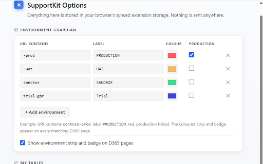 SupportKit for D365 F&O :: The support toolkit for Dynamics 365 F&O. One-click ticket context capture, environment guardian, table browser and OData shortcuts.