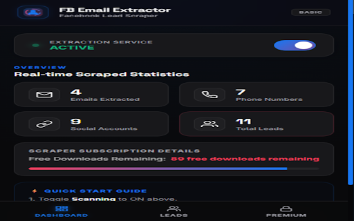 FB Email Extractor - Facebook Lead Scraper :: Extract emails, phone numbers, WhatsApp, and social profiles from Facebook pages. Export leads to CSV/Excel.