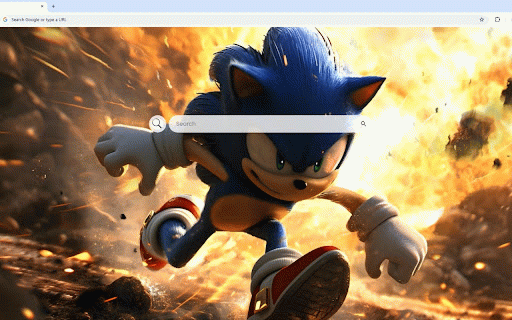 Sonic Explosion Live Wallpaper :: Sonic the Hedgehog races through an explosive scene with golden flames and debris, showcasing dynamic movement and detail.