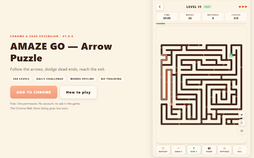 Amaze Go Arrow Puzzle :: Amaze Go Arrow Puzzle — Follow arrows, dodge dead ends, and escape 500 procedural levels plus daily challenges!
