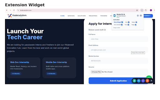 KoderFill AI :: Save and restore browser form drafts without losing your progress