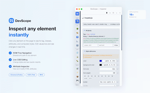 DevScope – Developer Tools :: Advanced developer tools for analyzing, inspecting, and debugging web pages directly in your browser.
