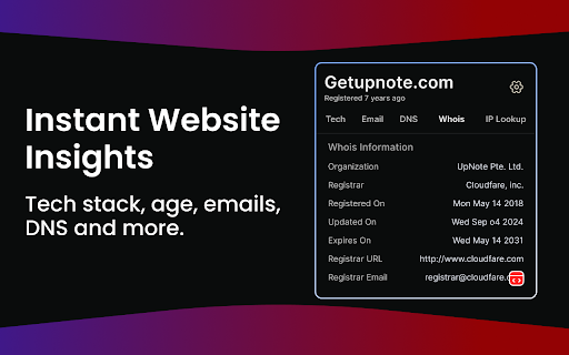 Lookup - Website Profiler :: Lookup is a lightweight browser extension that gives you instant, in-depth insights into any website you visit.
