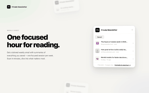 Private Newsletter :: Save webpages for your weekly digest