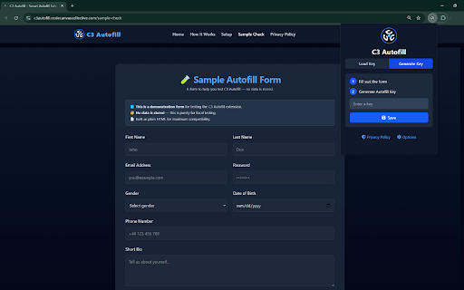 C3 Autofill :: C3 Autofill streamlines your online experience by accurately and efficiently auto-filling forms, boosting productivity.