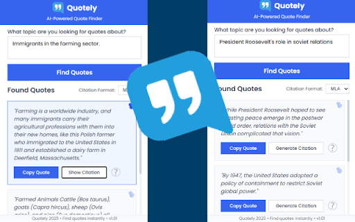 Quotely - AI Quote Finder :: Find relevant quotes on any webpage using AI-powered fuzzy matching