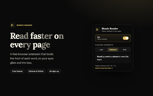 NovelOS Studio: Bionic Reader :: Bionic reading for any web page. Bolds the front of each word so your eyes glide and your brain fills in the rest.