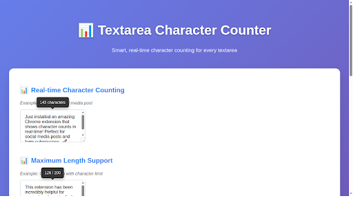 Textarea Character Counter :: Displays character count in a tooltip when focusing on textarea elements