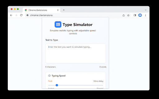Keyboard Typing Simulator :: Intelligent typing simulator extension for web developers with adjustable speed controls