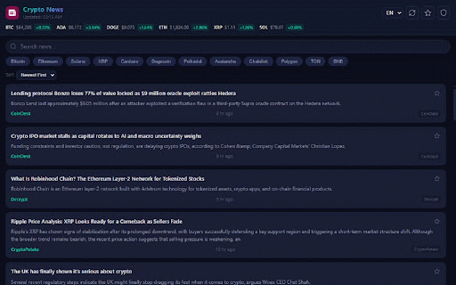 AI Crypto News & Sentiment :: A smart crypto feed with sentiment analysis that surfaces trending, market-relevant stories.