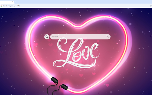 Hearts Live Wallpaper :: Glowing LED heart with 'LOVE' shining bright in pink and purple tones, radiating romantic vibes.