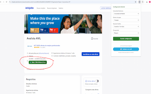 Calculadora Salario Neto InfoJobs :: ¿Cansado de ver salarios brutos y no saber cuánto dinero llegará realmente a tu cuenta bancaria?
Con esta extensión gratuita,…