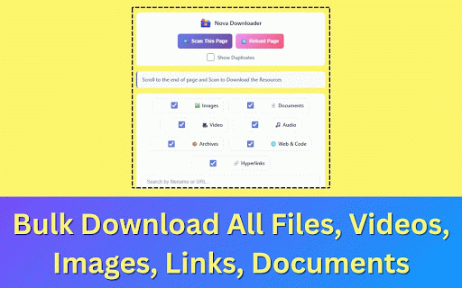 Nova Downloader – Bulk Download All Files, Videos, Images, Links, Documents :: Extract and download multiple files of any type from any website