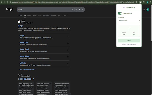 Panda Cursor Extension :: Cute panda cursors for your browser with black, white, and bamboo green theme