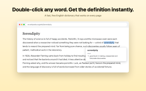 Double-Click Dictionary: Instant Definitions :: Double-click any word to see its definition instantly. 100% offline dictionary: fast, private, no data ever leaves your device.