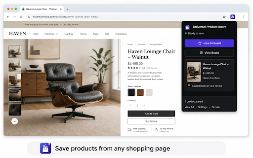 Universal Product Board :: Save and organize products from shopping pages into one local board
