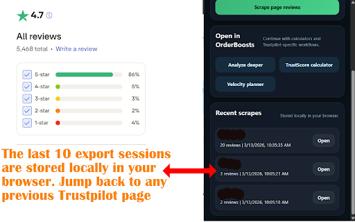 Trustpilot Review Exporter :: Export every Trustpilot review on the current page to CSV or plain text — free tool by OrderBoosts.com