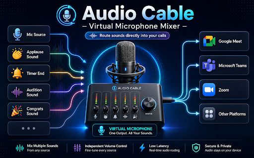Audio Cable :: Play sounds, music, and clips through a virtual mic in any web call.
