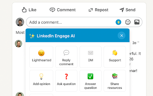 LinkedIn Engage AI :: AI-powered LinkedIn engagement assistant that helps you craft perfect responses