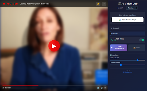AI Video Dub - Realtime Translation & Voice :: AI-powered YouTube video translation & voice dubbing. Supports 25+ languages.