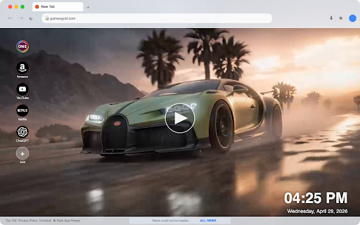 Bugatti Desert Drive Live Wallpaper :: Transform your new tab into a stunning Bugatti desert drive with this live HD video wallpaper for an exhilarating experience.