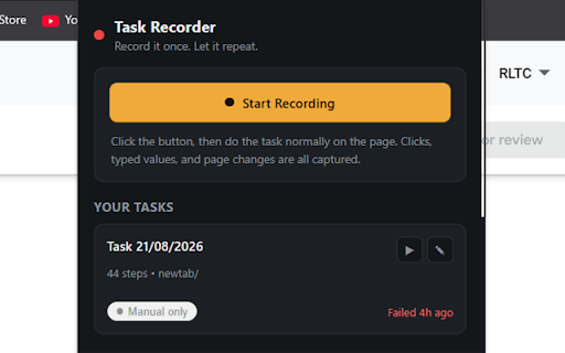 Task Recorder & Scheduler :: Record a repetitive browser task once, then replay it automatically on a schedule (daily, hourly, or custom).