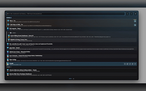 tabGo :: Switch, search & manage tabs across all windows: quick switch, groups, sleep, mute, dedupe & sessions.