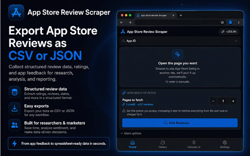 App Store Review Scraper :: Fetch App Store customer reviews for any app and export them to CSV or JSON. Powered by the FetchLayer API.
