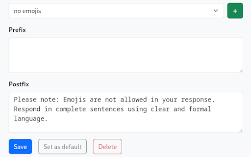 ChatGPT Prefix/Postfix Helper :: Automatically adds a prefix and/or postfix to ChatGPT prompts.