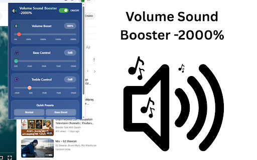 Volume Sound Booster -2000% :: Amplify audio to 2000% with advanced bass and treble controls. Works on YouTube, Spotify, Netflix, and all websites.
