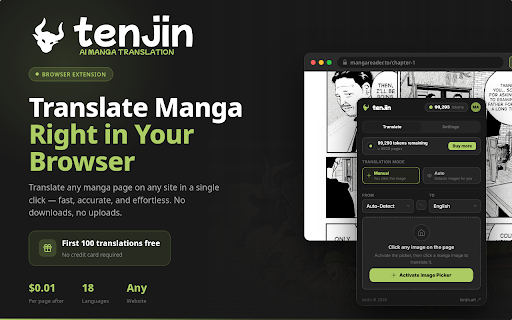 Tenjin Art - AI Manga Translation :: Translate any manga in a few clicks. Fast, accurate, and effortless - Read your favorite stories instantly!