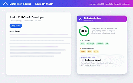 DCoding SmartApply :: Match jobs to your CV, track every application automatically, and fill application forms from answers you have given before.