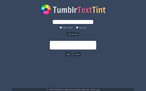 TumblrTextTint :: The TumblrTextTint extension that enables you to format your Tumblr blog posts with a custom colour for your text.