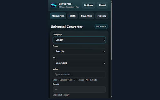 Unit Converter :: Universal unit converter + math tools with favorites, history, and offline support.
