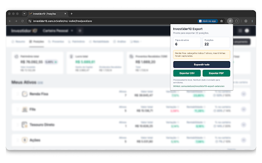 Investidor10 Export :: Exporta as posições da carteira do Investidor10 para CSV e PDF.