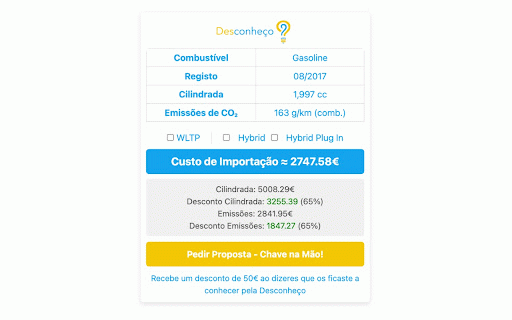 Calculadora de ISV :: Calcula o preço de importação de veículos vindos de fora de Portugal consoante as suas características .