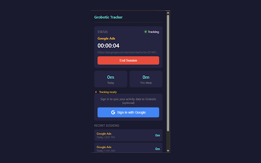 Grobotic Activity Tracker :: Track time spent on Google Ads and other marketing platforms