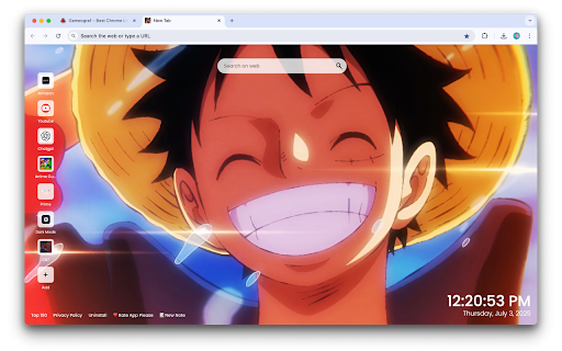 Luffy Smiling Live Wallpaper :: Brighten your Chrome with Luffy Smiling Live Wallpaper — a cheerful animated background featuring Monkey D. Luffy’s iconic grin!