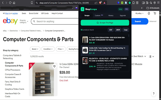 ShopScrape — Product Data Extractor :: Scrape product data from any shopping site. Extract names, prices, images, ratings, and more. Export to CSV or JSON.